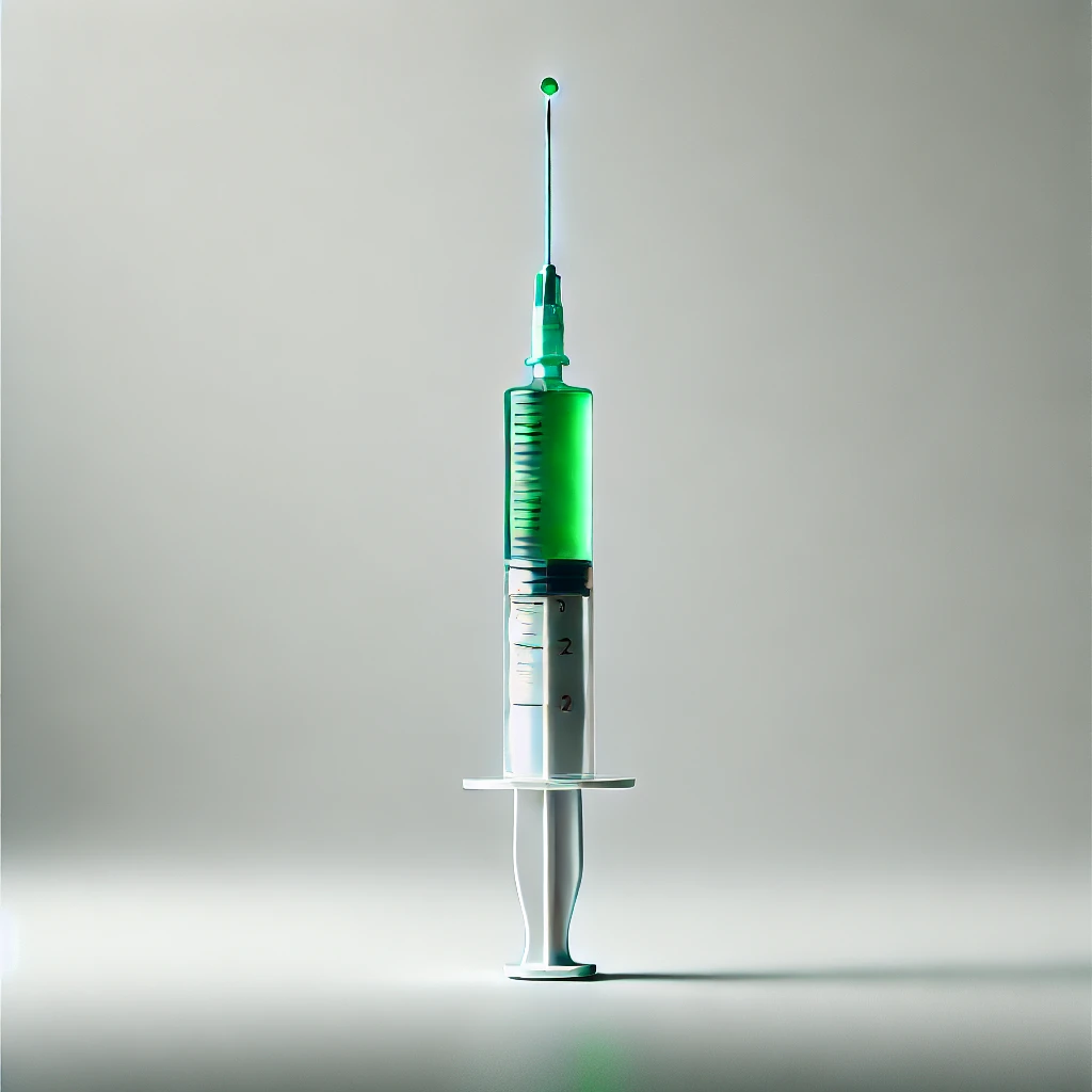 DALL·E-2024-12-14-18.52.56-A-clean-modern-syringe-filled-with-a-single-vibrant-green-liquid-symbolizing-wellness-and-health.-The-syringe-is-placed-on-a-plain-white-background-