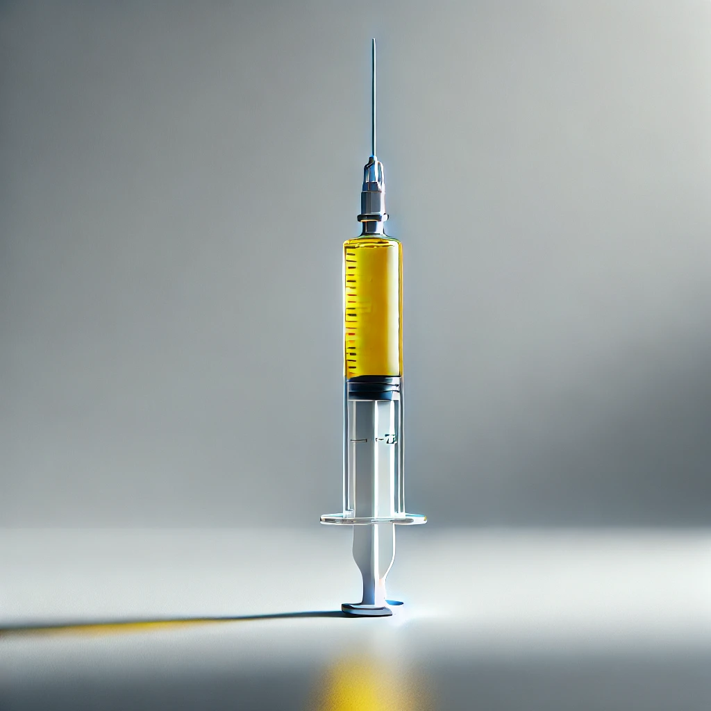 DALL·E-2024-12-14-18.56.09-A-clean-modern-syringe-filled-with-a-single-vibrant-yellow-liquid-symbolizing-wellness-and-health.-The-syringe-is-placed-on-a-plain-white-background